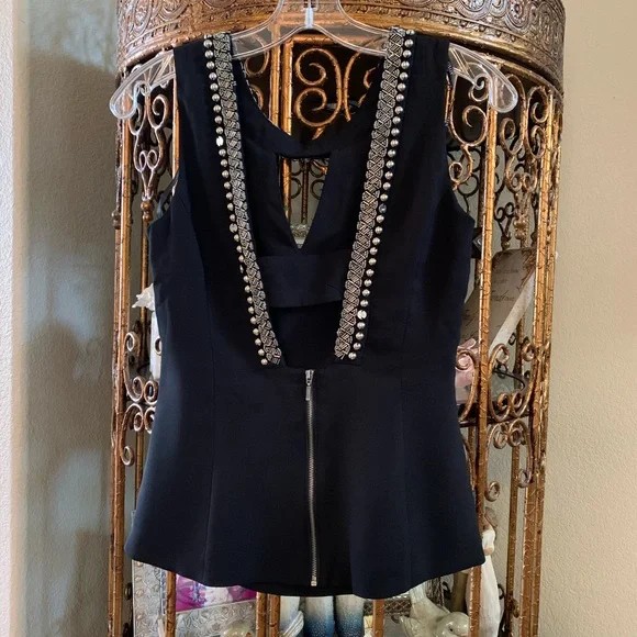 XOXO Black Beaded Detail Blouse S - Picture 3 of 5
